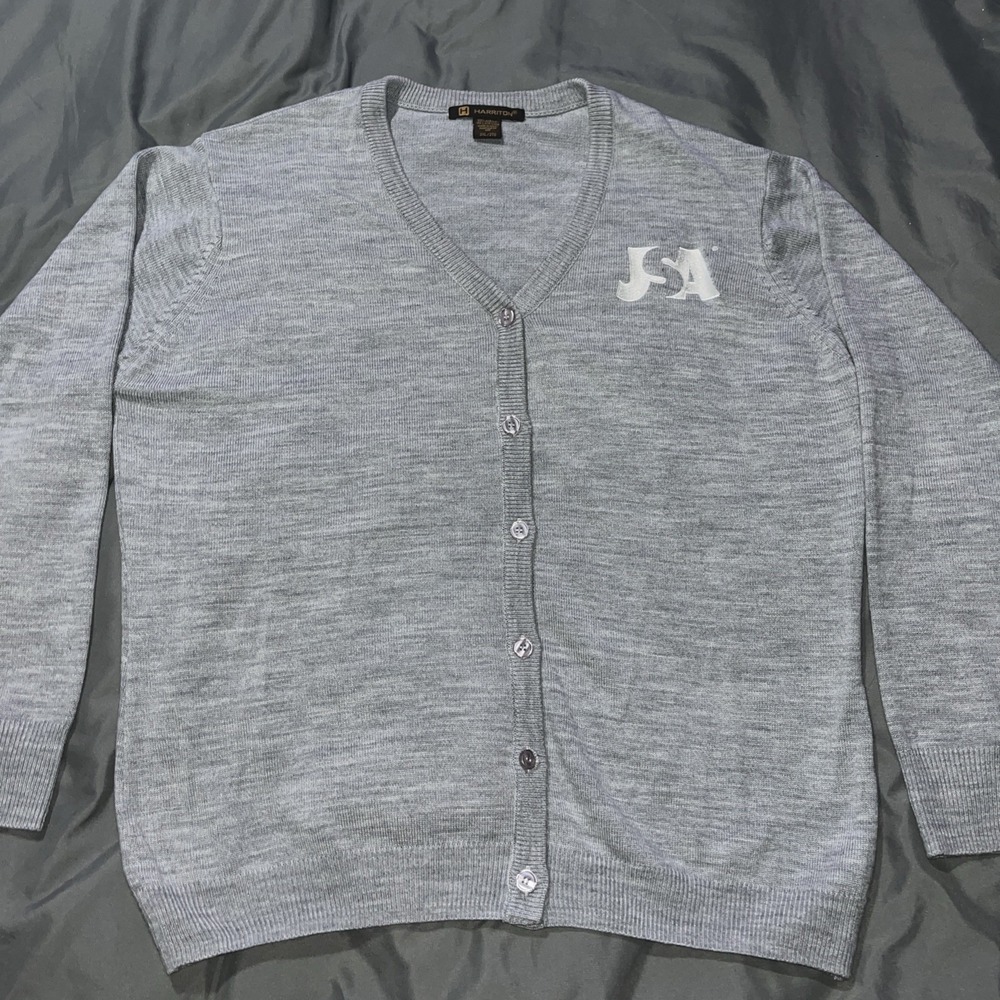 Long Preppy‎ Harriton Button Cardigan Sweater Size 2 X Large. Has "JSA" Logo.